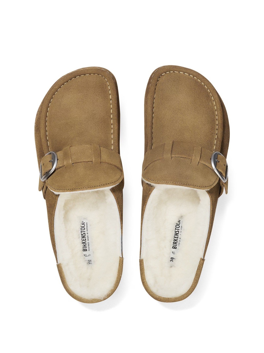 New Birkenstock Buckley Shearling Clog in Dark Tea